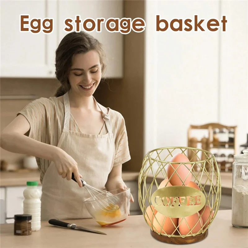 Letter Design Coffee Capsule Holder Hollow Iron Rack Snacks Candy Metal Storage Basket - Gold / Coffee