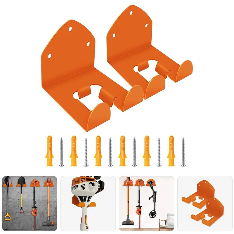 2 Ganchos de garagem para montagem na parede, suportes para cortador de grama, racks de armazenamento de ferramentas elétricas de metal.