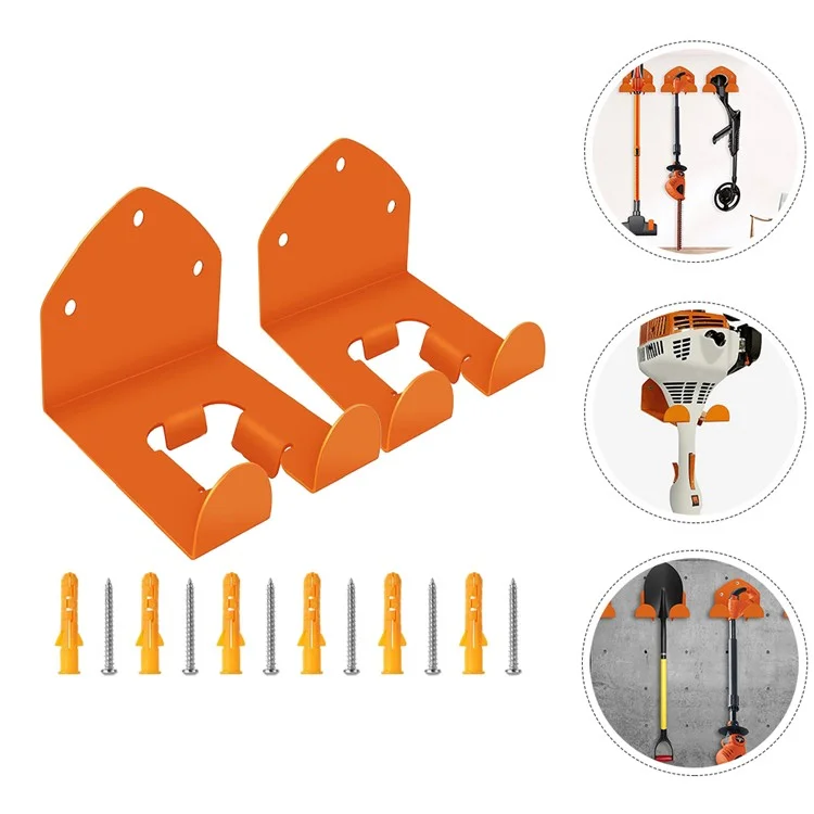 2 Ganchos de garagem para montagem na parede, suportes para cortador de grama, racks de armazenamento de ferramentas elétricas de metal.