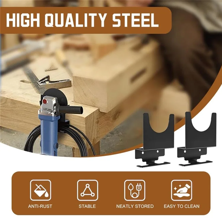 2Pcs Wall Mount Angle Grinder Holder Stand with Mounting Screws for 5 Inch Grinder / Cutter / Polisher