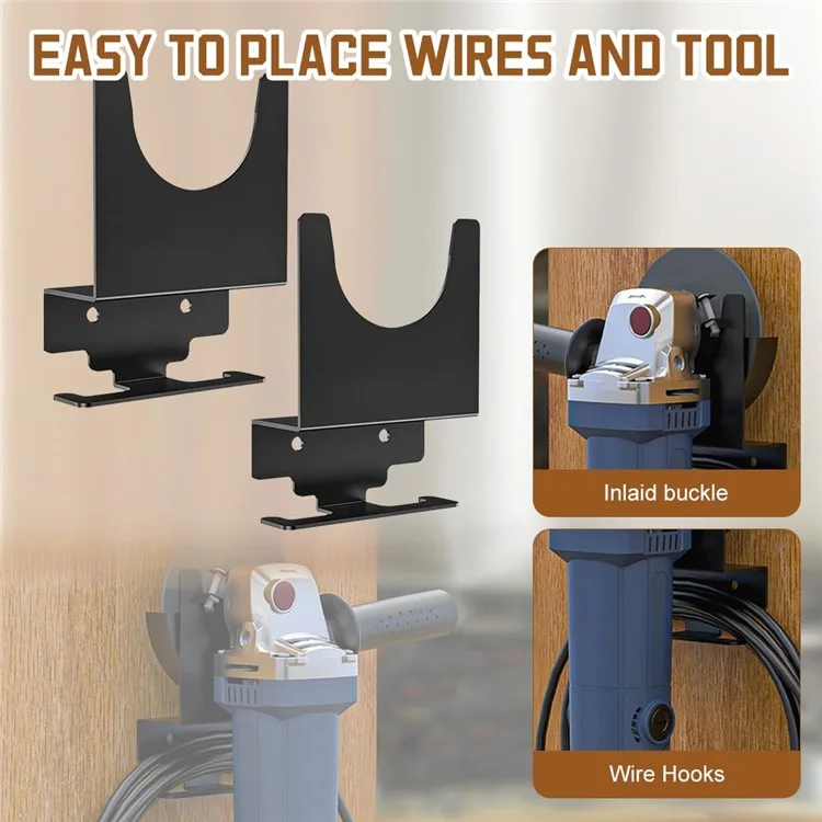 2Pcs Wall Mount Angle Grinder Holder Stand with Mounting Screws for 5 Inch Grinder / Cutter / Polisher
