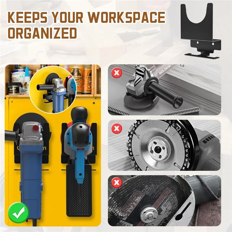 2Pcs Wall Mount Angle Grinder Holder Stand with Mounting Screws for 5 Inch Grinder / Cutter / Polisher