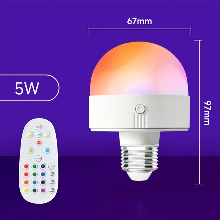 LED-Wiederaufladbare Glühbirne mit abnehmbarer Basis, magnetisches Notlicht - 3 Lichtfarben + RGB