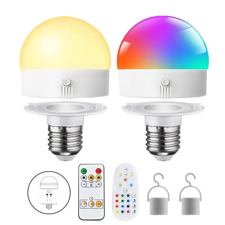 LED-Wiederaufladbare Glühbirne mit abnehmbarer Basis, magnetisches Notlicht - 3 Lichtfarben + RGB