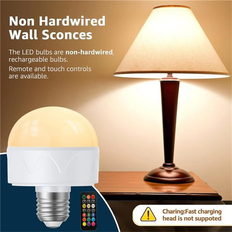 Magnetic E27 Colorful LED Rechargeable Night Light Remote Control Timing Dimming Light Bulb
