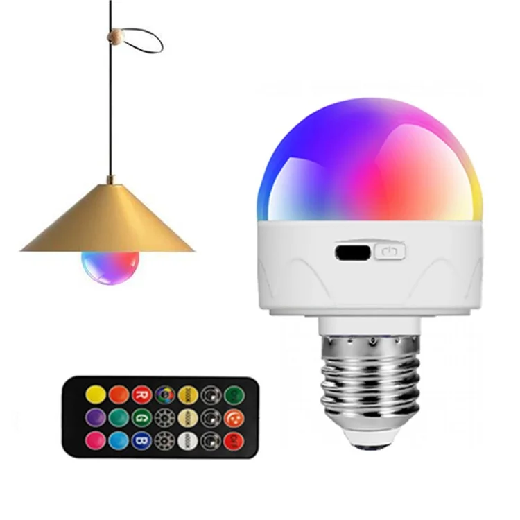 Magnetic E27 Colorful LED Rechargeable Night Light Remote Control Timing Dimming Light Bulb