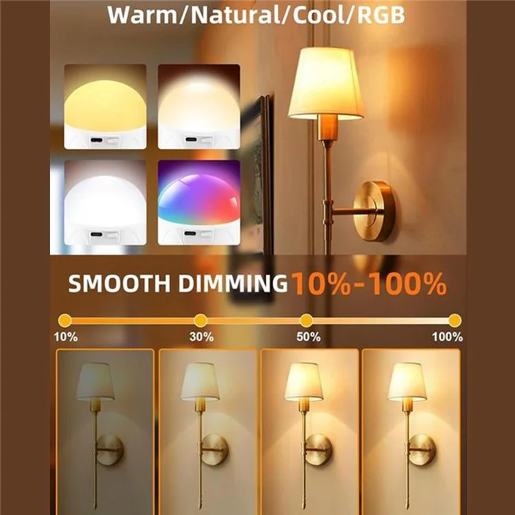 Magnetic E27 Colorful LED Rechargeable Night Light Remote Control Timing Dimming Light Bulb