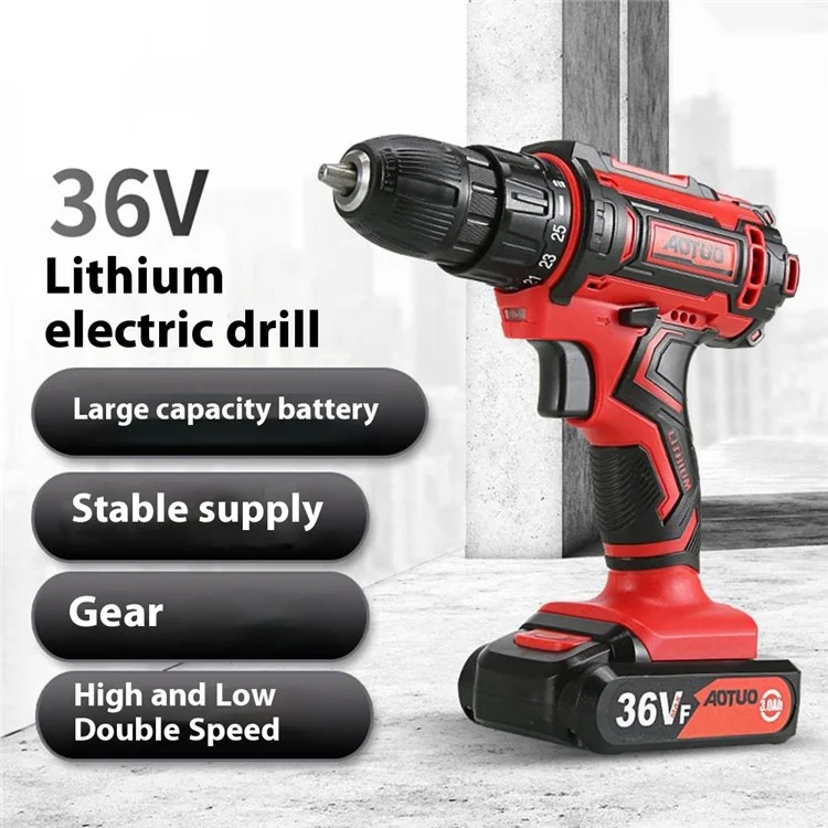 AUTUO 36V Cordless Drill 2 Speed Electric Screwdriver with 2 Lithium Batteries Kit Set, EU Plug