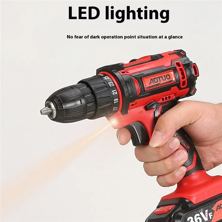 AUTUO 36V Cordless Drill 2 Speed Electric Screwdriver with 2 Lithium Batteries Kit Set, EU Plug