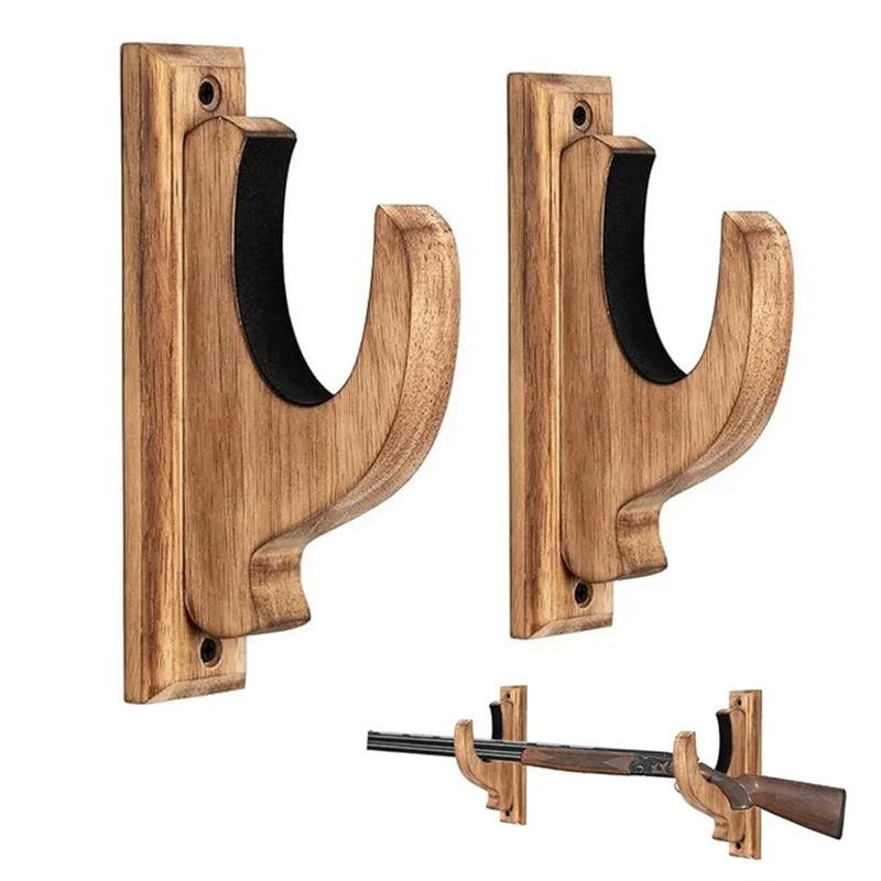 Gun Rack Wood Shotgun Rifle Wall Mount Holder Display Rack
