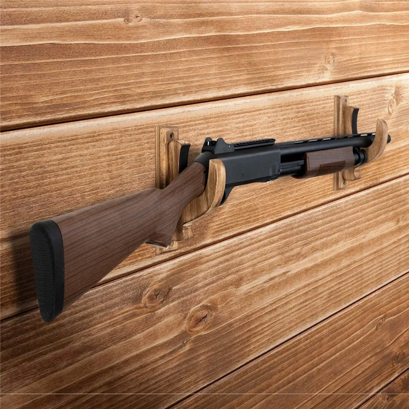 Gun Rack Wood Shotgun Rifle Wall Mount Holder Display Rack