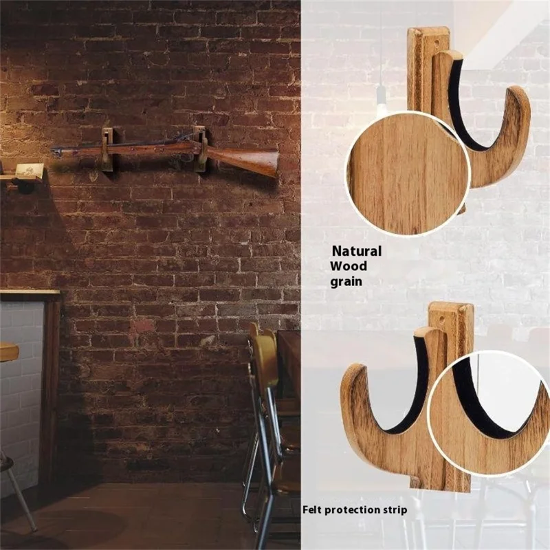Gun Rack Wood Shotgun Rifle Wall Mount Holder Display Rack