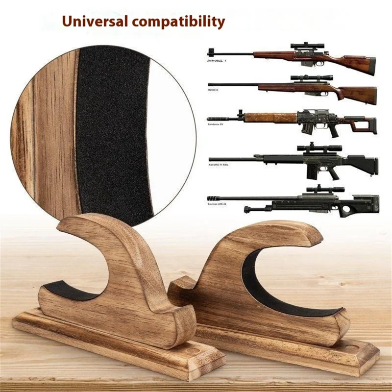 Gun Rack Wood Shotgun Rifle Wall Mount Holder Display Rack