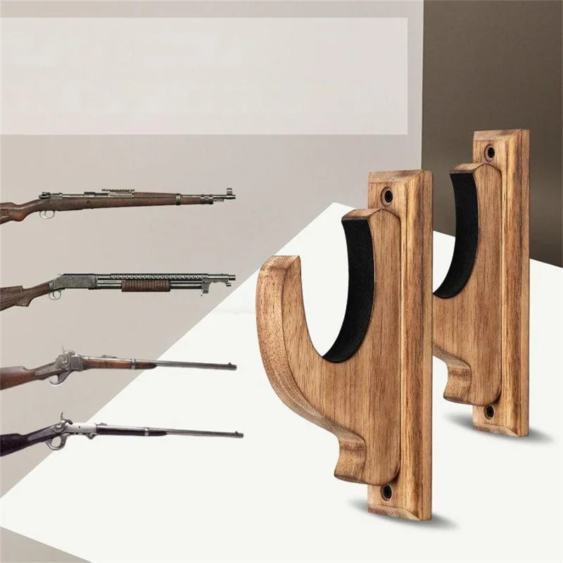 Gun Rack Wood Shotgun Rifle Wall Mount Holder Display Rack