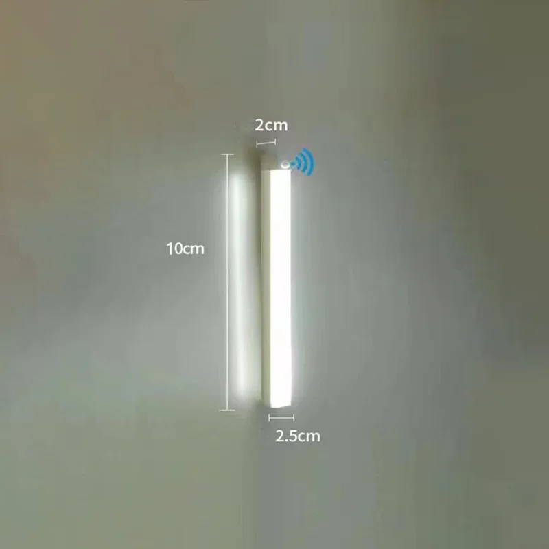 10cm 1W Magnetic LED Strip Light with Motion Sensor for Cabinet USB Rechargeable Light Bar - White Light