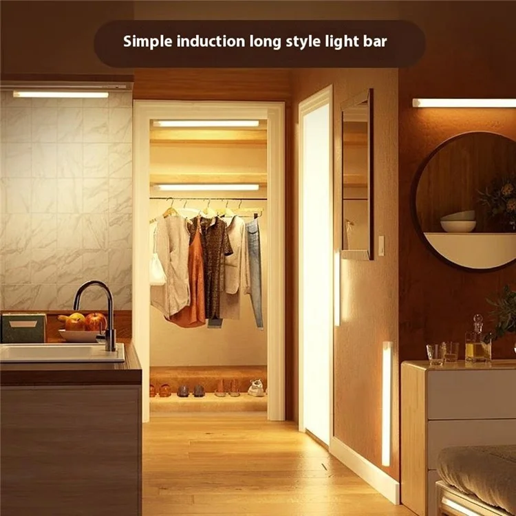 30cm 3W Magnetic Cabinet Light USB Rechargeable Night Lamp Human Body Sensor Light Strip - Warm Light