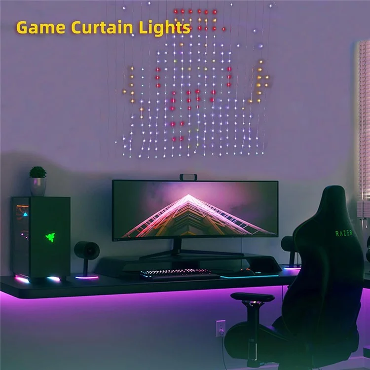3x3m RGB Colorful Curtain Light APP Bluetooth-compatible DIY Programming Smart Home LED Curtain Light String - EU Plug