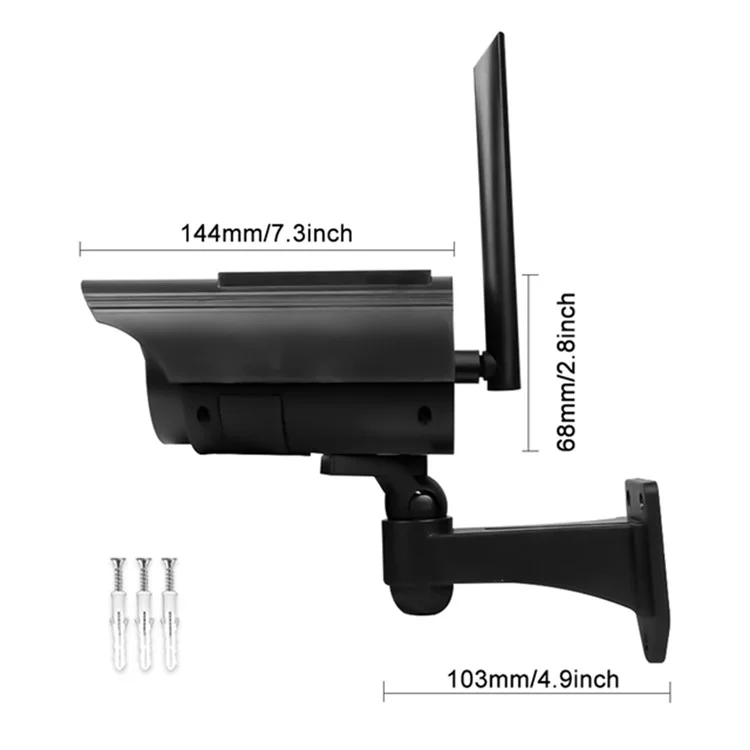 Solar Powered Dummy Security Camera Waterproof Fake CCTV Camera with Flashing Red LED Light