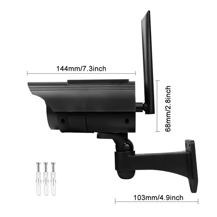 Solar Powered Dummy Security Camera Waterproof Motion Sensor Night Activation Rotation Fake CCTV Camera