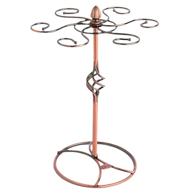Suporte de vidro de vinho europeu CYF-001A, de ferro artístico, para armazenamento de taças, com capacidade para 6 taças, para exibição em mesa.