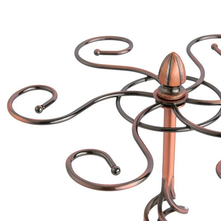 Suporte de vidro de vinho europeu CYF-001A, de ferro artístico, para armazenamento de taças, com capacidade para 6 taças, para exibição em mesa.