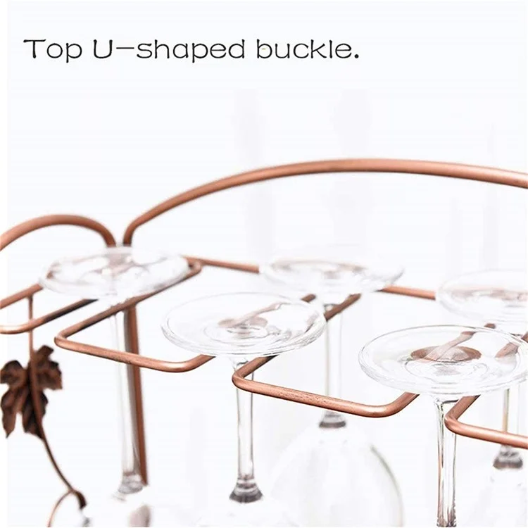 CYF-005L Wine Rack with Glass Holder European Style Iron Wine Storage Organizer for 8 Bottle Wine - Bronze