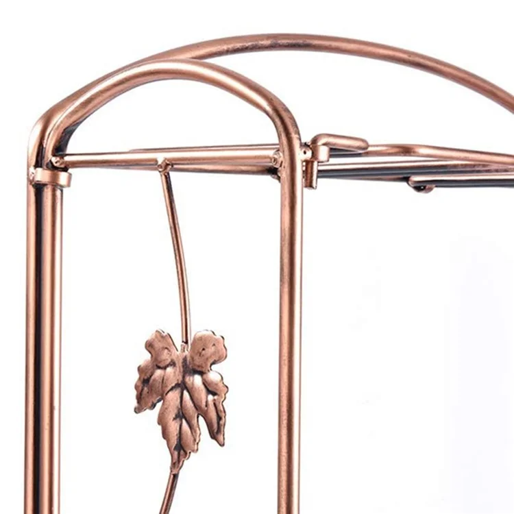 CYF-005S Estantería para 4 botellas de vino con soporte para copas, estantería de almacenamiento de vino de hierro para encimera - Bronce mate