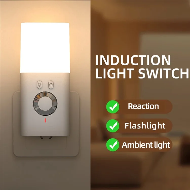 TB-38SCSLIRO kabelloses Ladeindukations-LED-Nachtlicht für den menschlichen Körper, RGB 7 Farben, SOS-Taschenlampe - Weiß / EU-Stecker