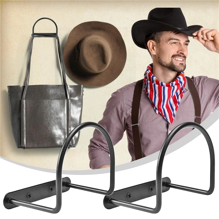 4 porte-chapeaux de cowboy à large bord montés au mur en fer