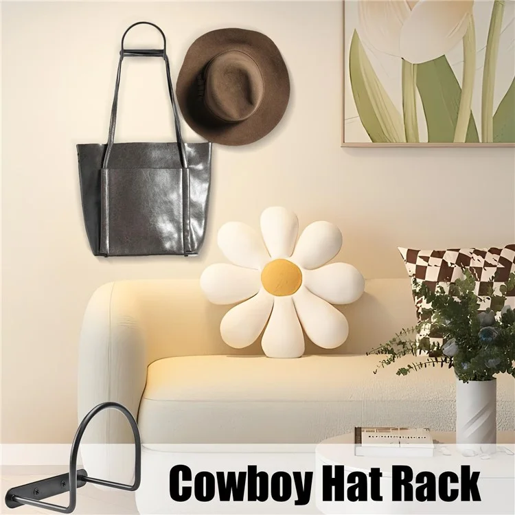 4 porte-chapeaux de cowboy à large bord montés au mur en fer