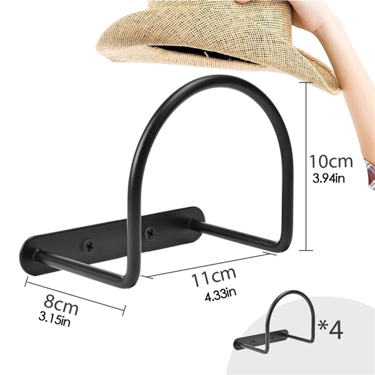 4 porte-chapeaux de cowboy à large bord montés au mur en fer
