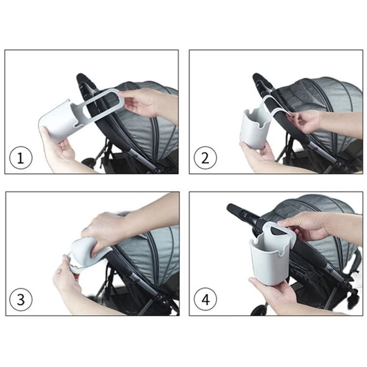 Multi-Purpose Stroller Bicycle Wheelchair Cup Holder TPR Foldable Drink Bottle Holder - Black
