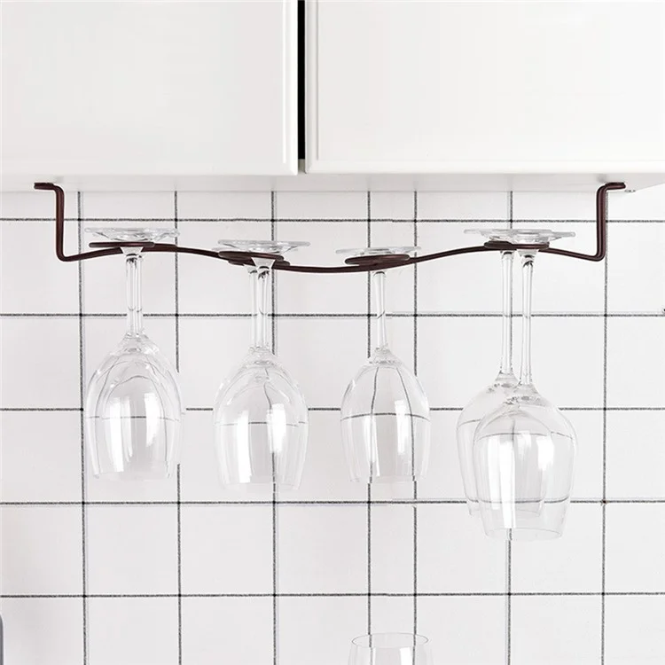Suporte de taças de vinho minimalista CYF-032A para armário sem furos, com capacidade para 6 taças.