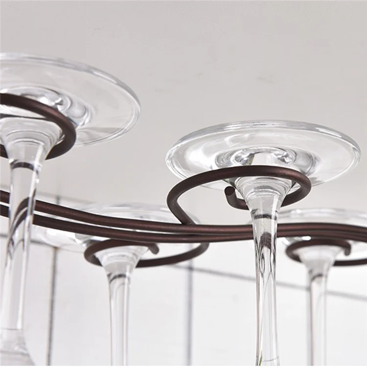 Suporte de taças de vinho minimalista CYF-032A para armário sem furos, com capacidade para 6 taças.