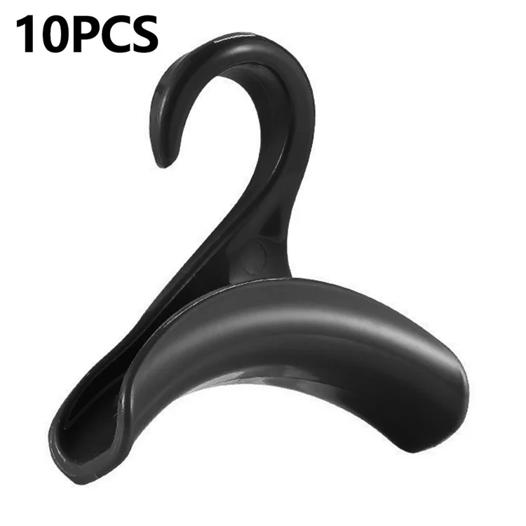 10Pcs Arched PP Hooks Wardrobe Organizer Handbag Scarf Hat Storage Hanger - Black