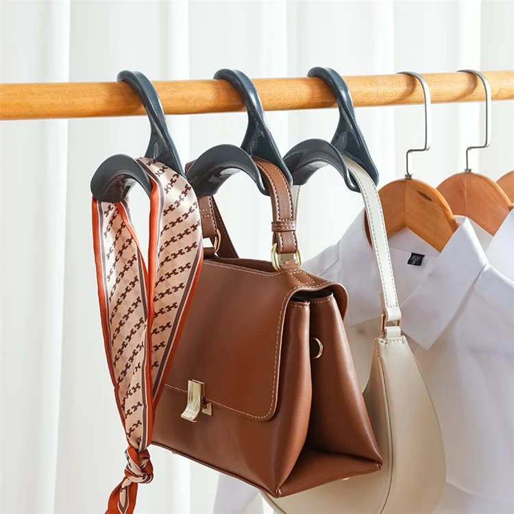 10Pcs Arched PP Hooks Wardrobe Organizer Handbag Scarf Hat Storage Hanger - Black