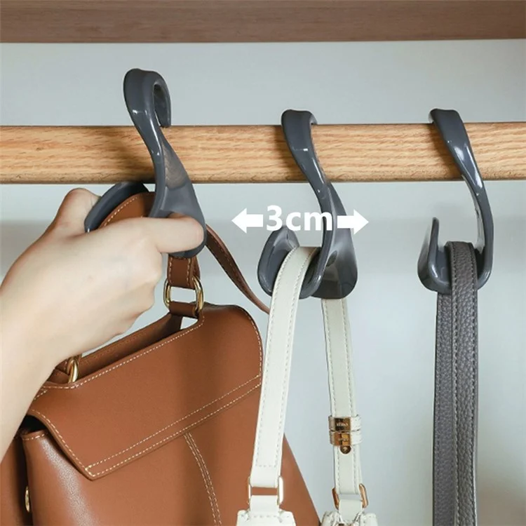 10Pcs Arched PP Hooks Wardrobe Organizer Handbag Scarf Hat Storage Hanger - Black