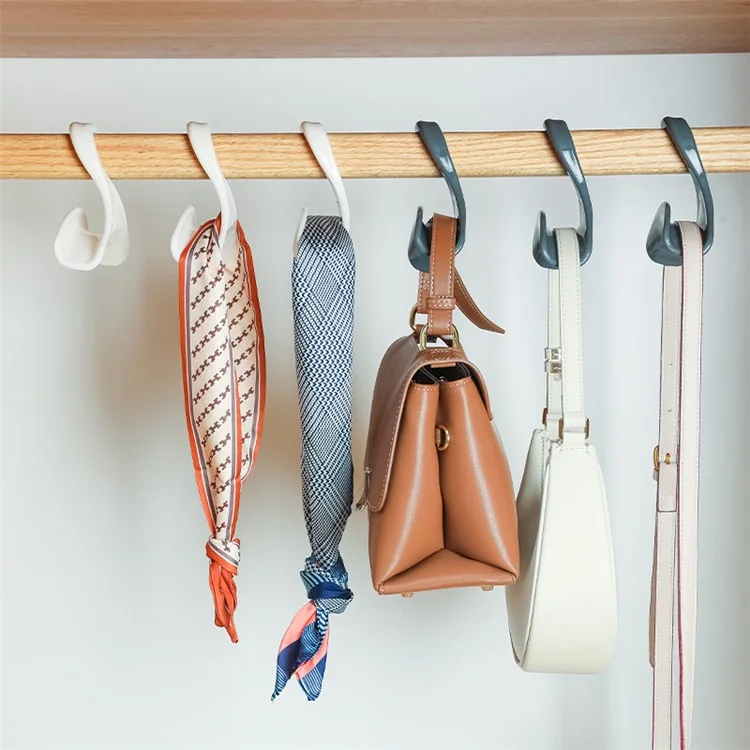 10Pcs Arched PP Hooks Wardrobe Organizer Handbag Scarf Hat Storage Hanger - Black