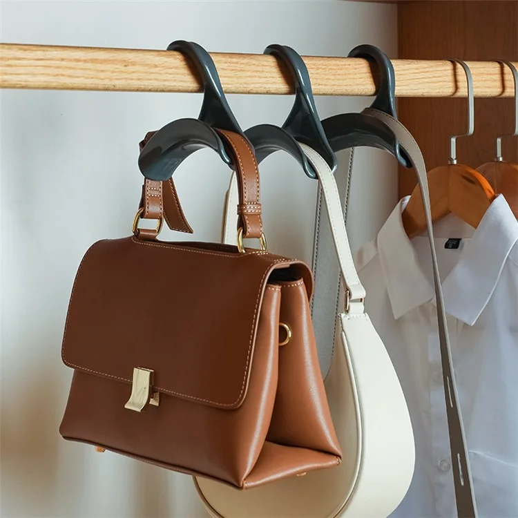 10Pcs Arched PP Hooks Wardrobe Organizer Handbag Scarf Hat Storage Hanger - Black
