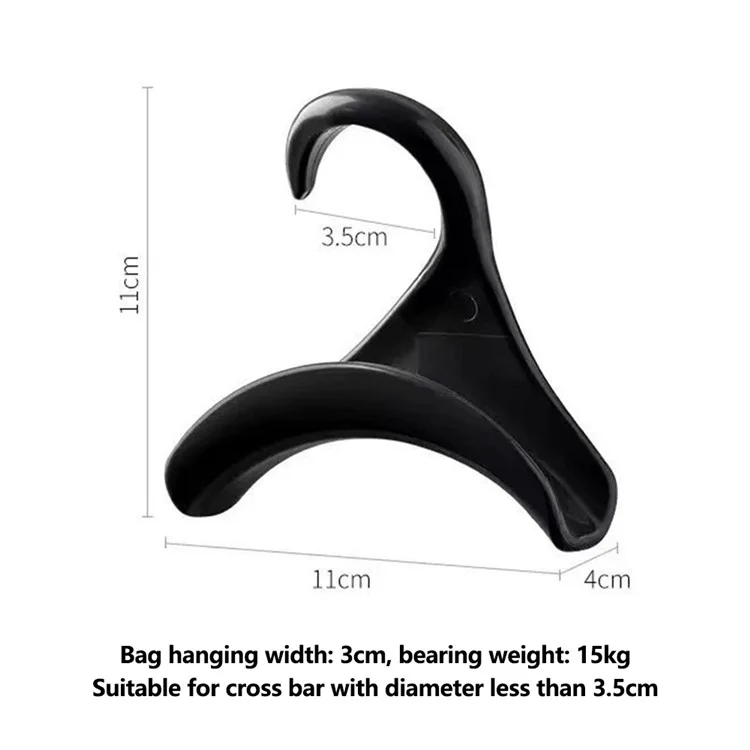 10Pcs Arched PP Hooks Wardrobe Organizer Handbag Scarf Hat Storage Hanger - Black