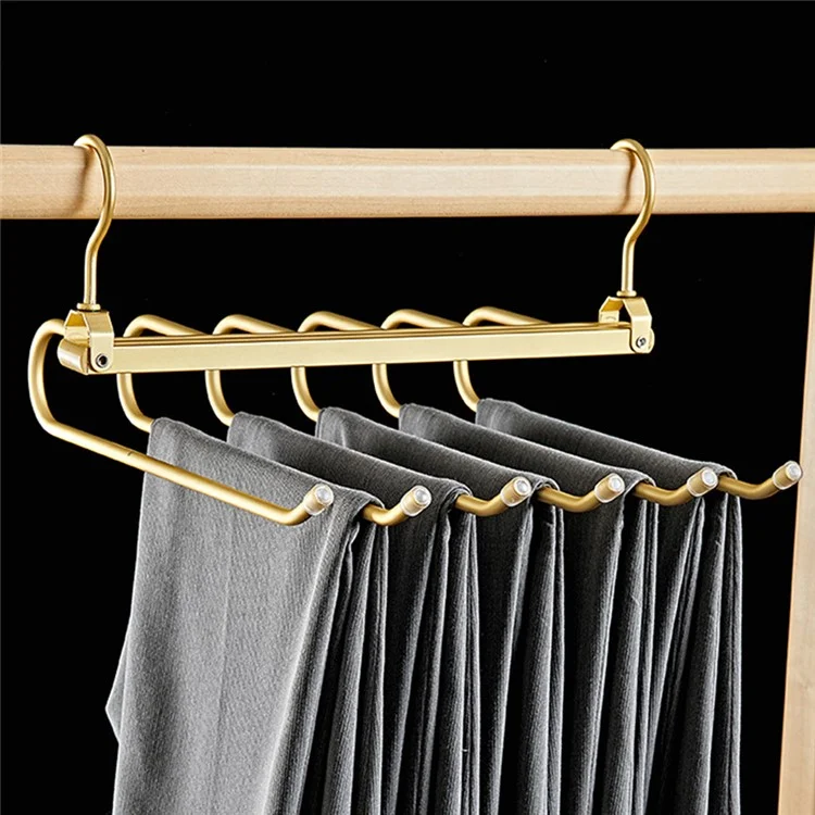 Cintre à pantalons en alliage d'aluminium pliable à 6 niveaux pour économiser l'espace, organisateur de penderie - Or