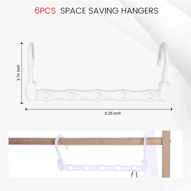 Plastic Clothes Hanger 5 Hole Design Anti Slip Rotatable Space Saving Wardrobe Organizer - White