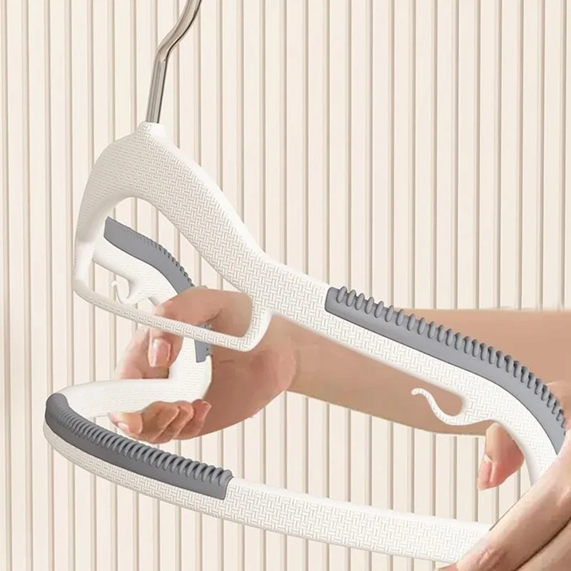 10Pcs Traceless Clothes Hangers Non Slip ABS Stainless Steel Wet Dry Use Wardrobe Organizer - White