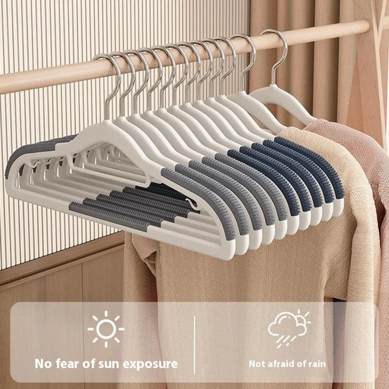 10Pcs Traceless Clothes Hangers Non Slip ABS Stainless Steel Wet Dry Use Wardrobe Organizer - Orange