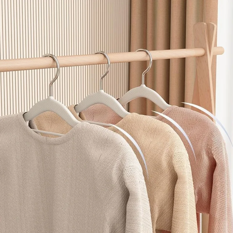 10Pcs Traceless Clothes Hangers Non Slip ABS Stainless Steel Wet Dry Use Wardrobe Organizer - Orange