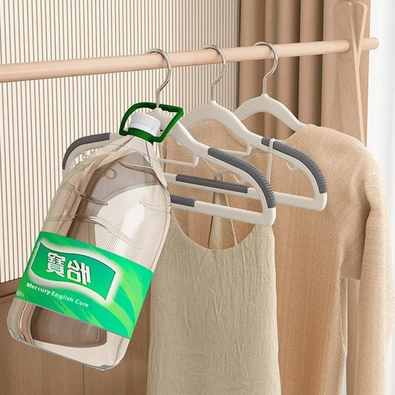 10Pcs Traceless Clothes Hangers Non Slip ABS Stainless Steel Wet Dry Use Wardrobe Organizer - Orange