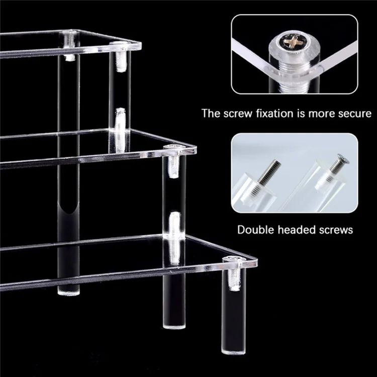 3 niveles 30cm Soporte de exhibición de acrílico para Figuras Joyas Organizador transparente de paso