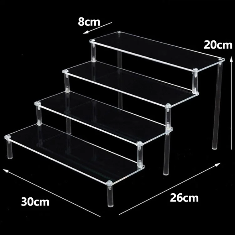 Soporte de exhibición de 4 niveles de 30 cm de acrílico para figuras, joyas, organizador transparente de paso