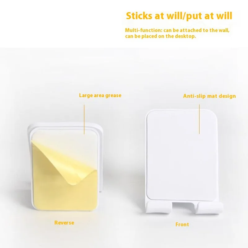 Self Adhesive Wall Mounted Phone Holder for Bathroom Living Room Adjustable Angle Storage Shelf - White