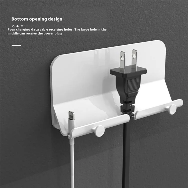 Support de téléphone mural organisateur de câbles, étagère de rangement autoadhésive pour salle de bain et cuisine - Noir